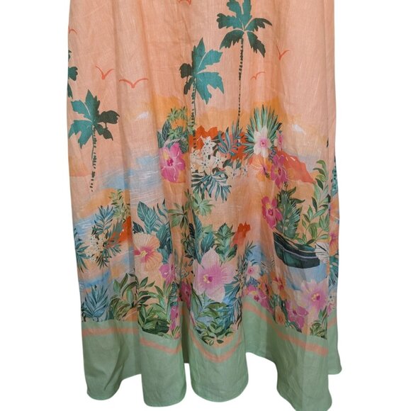 NEW Talbots Sunset Horizon Floral Maxi Dress Womens Size 16 Tropical Peach - Picture 3 of 13